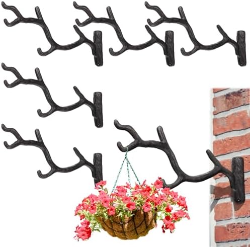Blulu 6 Pcs Cast Iron Plant Hanger Wall Bracket Tree Branch, Rust Brown by Blulu