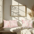 Pink Flower Throw Pillow Covers 24''x24'' Set of 4, Decorative Floral Cushion Covers Vintage Printed Botanical Pillowcases for Couch Sofa Bedroom Farmhouse Livingroom Garden Patio Car - Image 7