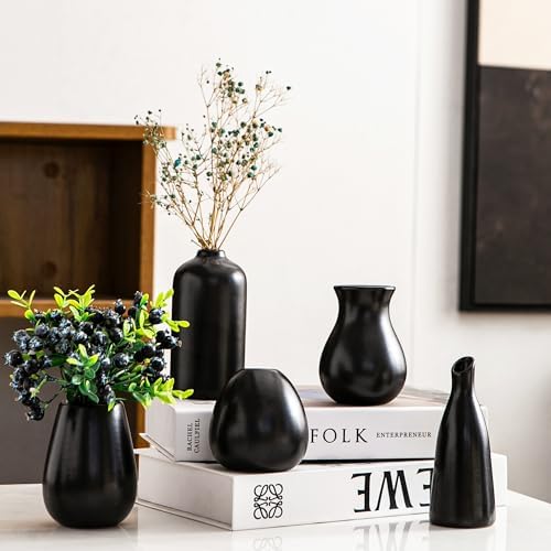 Ceramic Bud Vases, Black Mini Vase Set of 11, Small Pottery Vases for Flowers Mini Ceramic Vases for Pampas Grass Vase Bulk for Wedding Table Centerpieces Decoration Boho Home Decor - Image 6