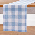 Solino Home 100% Pure Linen Table Runner, 14 x 90 in, Blue and White Check - Image 2