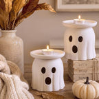Tioncy 2 Pcs Halloween Terracotta Ghost Candle Holder Table Decor White - Image 6