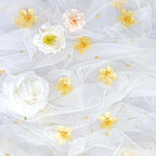 Fanqisi Beige Pearl Table Runner Floral Tulle Gauze Runner 10FT 4 Pack - Image 5