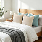 Mecatny Corduroy Decorative Throw Pillow Covers 22x22 Set of 2 Aqua - Image 6
