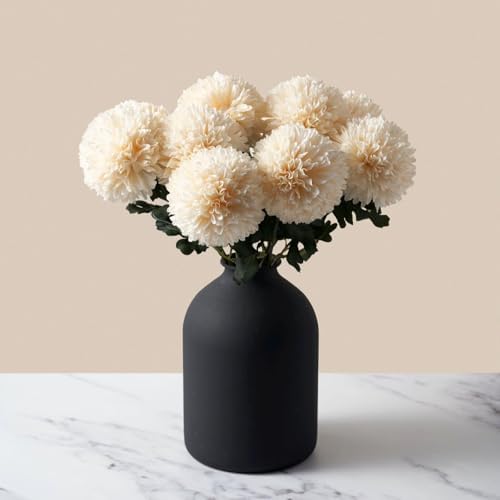 RyddeligHome Large Kiku Flower Beige 10 Stems, Neutral Home Decor by RyddeligHome-AestheticHomeDecor