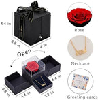 EIGHTOWN Roses Bouquet Artificial Flower - Preserved Red Rose Flowers with Love Necklace for Her - Unique Gifts Valentine's Day, Mother's Day, Thanksgiving, Birthday, Anniversary (512) - Image 5