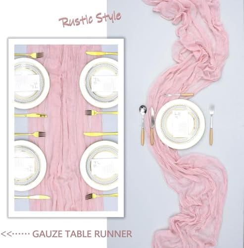 12 Pack 35 x 120 Inch Pink Table Runner Cheesecloth 10Ft - Image 6