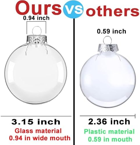 Clear Glass Christmas Ornaments, 3.15 inch DIY Christmas Ornaments Balls, Glass Ornaments for Crafts Fillable - 12 PCS - Image 2