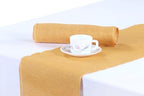 MDS® Pack of 15 Natural Burlap Table Runner, 12 x 72 Inch, Jute Rustic Farmhouse Boho Table Decor for Wedding Reception, Dining Table, Bridal Shower, Baby Shower & Party Decorations - Gold by MDS