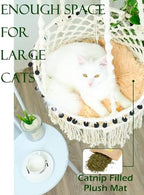 KARCEEY Macrame Cat Hammock - Hanging Cat Bed for Wall & Window - Boho Swing with Full Hardware Kit & Nip Toy - Stable Heavy Duty Design for Large & Senior Felines up to 60lbs - Image 4