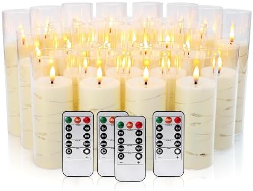 24-Piece Ivory Flameless LED Candles with Remote, Embedded Fairy Lights for Christmas Decor. Battery-Powered with Timer, Safe & Elegant for Cozy Romantic Home, Wedding, Party. - Image 2