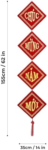 Vietnamese Lunar New Year Decoration Couplets- Red Hanging Couplets for TET Decor- Vietnamese TET Decoration_Lien Treo Trang Tri TET (Large 1.5m) - Image 2