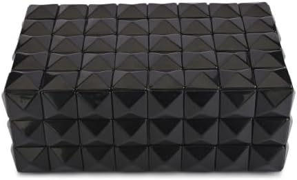 Perilla Home Large Decorative Storage Box – 8" x 5" x 3" – Black MDF with Madison Black Resin Finish – Wooden Keepsake Chest for Blankets, Crafts & Home Organization - Image 5