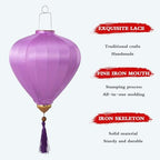 2 Pcs Chinese Lanterns Hanging Paper Lanterns，Multi-Color 12 in Silk Lantern Chinese Party Wedding Decorations (Purple) - Image 3