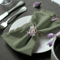 Handmade Cloth Napkins 100% Cotton Napkins with Fringe，Delicate Handmade Cloth Napkins for Dinners, Parties, Weddings and More，18 x 18 Inch Set of 12 - Sage Green by Ayuzawa