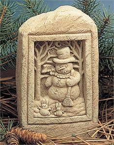 Carruth Studio, Snowman with Snow Bunnies Figurine, Original Sculpture Handcrafted in Stone, Artisan Made - Image 4