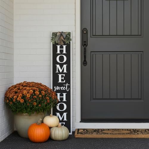 Welcome Sign for Front Porch, 45"×9" Home Sweet Home Sign Strength Durability, Outdoor Welcome Sign Wooden Frame Weight Light for Farmhouse Wall Hanging Decoration (White) - Image 4