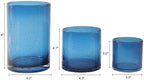 Hurricane Candle Holder Set of 3 Blue Candle Holders for Pillar Candles, Seeded Bubbles Glass Candle Holder, Blue Glass Cylinder Vases for Table Centerpieces, Home, Patio and Wedding 8" 4.7" 3.5" - Image 2