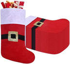 24 Pack Felt Christmas Stockings with Buckle, 19 Inches Red and White Christmas Stockings Hanging Ornaments, White Cuff with Buckle Christmas Stocking for Family Christmas Holiday Decorations by Tokforty