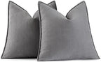 MIULEE Pack of 2 Grey Euro Shams Chenille Pillow Covers 24x24 Inch by MIULEE