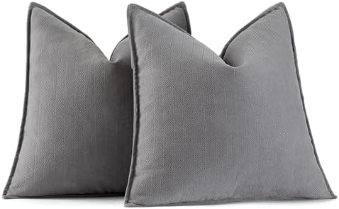 MIULEE Pack of 2 Grey Euro Shams Chenille Pillow Covers 24x24 Inch by MIULEE