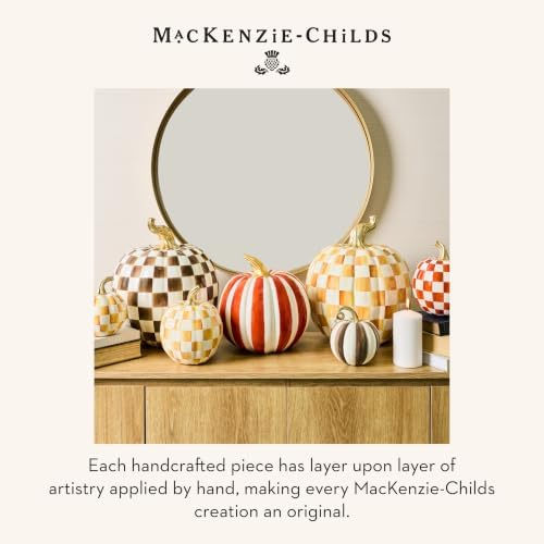 MACKENZIE-CHILDS Resin Pumpkin, Small, Dark-Brown-and-White Chocolate Check - Image 6
