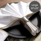 Cotton Clinic Cloth Napkins with Trim - Everyday Use Table Dinner Napkins - Soft Durable Washable - Ideal for Dinner Party Wedding Christmas Easter - Set of 12-20x20 inches Beige White Napkins - Image 4