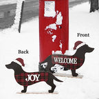Glitzhome 21.93" L Wooden Metal Dachshund Standing Front Door Porch Sign Christmas Welcome Sign Outdoor Indoor Welcome Joy Sign Xmas Holiday Decorations - Image 3
