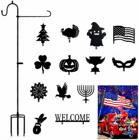 Garden Flag Stand for Outside, 4-Prong Heavy Duty Pole, 43.3 Inch by Unknown