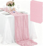 16 Pack Light Pink Cheesecloth Table Runner 10FT Boho Gauze Cheese Cloth Table Runner Vintage Rustic Sheer Table Runners for Wedding Bridal Baby Shower Birthday Party Table Decorations by Zrlljp