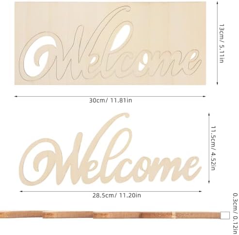 iplusmile 20Pcs Wooden Welcome Sign Wall Decor, Wood Cutout Hanging Art Sign Rustic for Front Door Gallery Home Apartment Kitchen Party Garden Farmhouse Porch, 11.2x4.5 Inch - Image 2