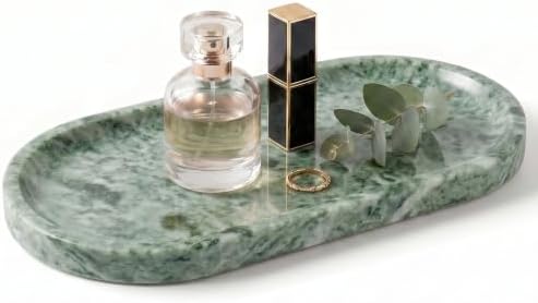 YKAJO Cloud Jade Oval Marble Tray, 9.8x4.7 Vanity Perfume Organizer Dish by YKAJO