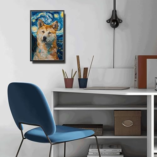 Metal Sign Tin Sign Vintage Wall Art Akita Under The Starry Sky Noble Dog in Night for Home Office and Seasonal Displays Waterproof Aluminum 8×12 Inches with Metal Frame - Image 5