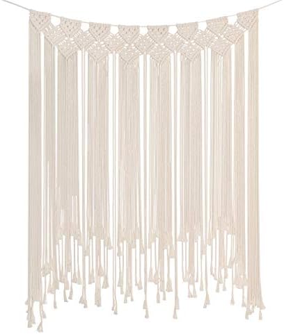 RLoncomix Boho Macrame Wall Hanging, Large Woven Tapestry Wall Art Bohemian Cotton Handmade Macrame Backdrop for Wedding Living Room Gallery Bedroom, Beige, 39"x 45" by RLoncomix