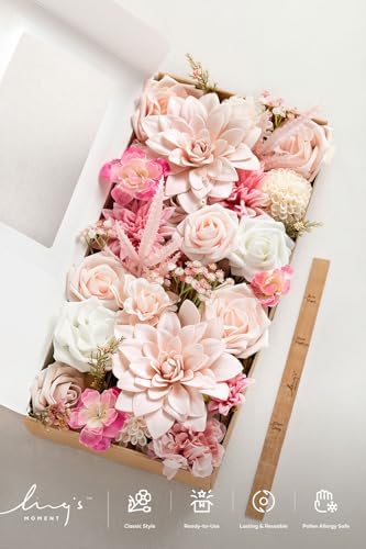 Ling's moment Artificial Pink Flowers Combo, Blush & Hot Pink, Deluxe - Image 6