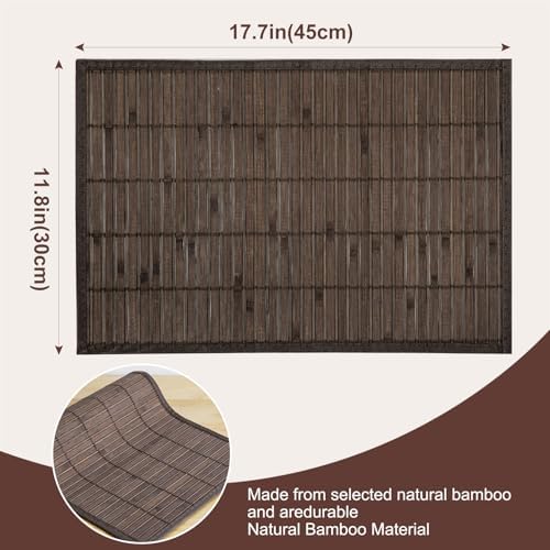 Bamboo Placemats Set of 8 with Fabric Border, Table Mats, Coffee - Image 5