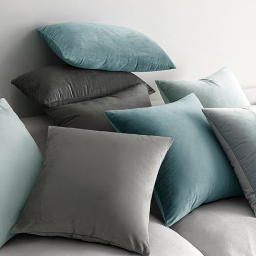 MIULEE 26x26 Inch Pack of 2 Euro Velvet Throw Pillow Covers Grey - Image 4