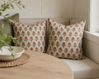 Linen Throw Pillow Covers 20x20 inch Terracotta and Olive Decorative Pillow Covers for Living Room, Bedroom - Image 6