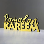 iwa concept | Wooden Acrylic Islamic Tabletop Decors | Ramadan Kareem and Eid Mubarak Decoration | Muslim Gifts | (Ramadan Kareem-6, Gold) by iwaconcept