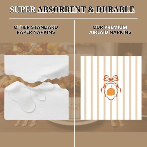 Thanksgiving Cameo Cocktail Napkins Printed Airlaid Linen-Feel Disposable Hand Towels for Thanksgiving Fall Holiday Party Buffet & Dinner(80Pack) - Image 2