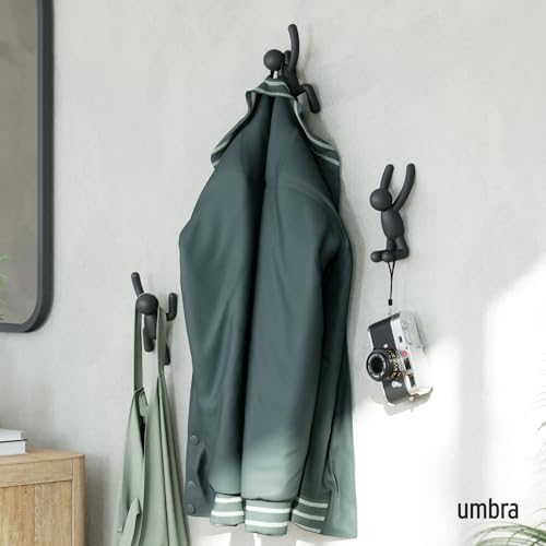 Umbra Buddy Wall Hooks, Decorative Wall Mount Coat Hooks, Set of 3, Black - Image 2