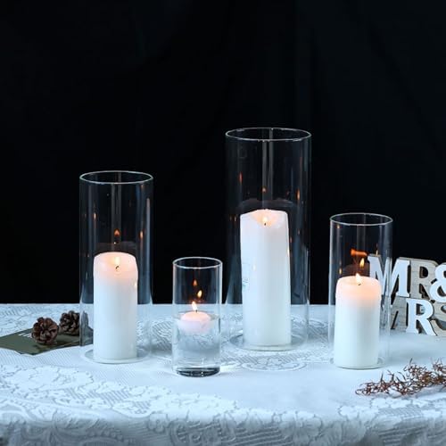 PHOSPHOR 16 PCS Glass Candle Holder, Hurricane Candle Hoder, Glass Pillar Candle Holder, Clear Cylinder Candleholder Cylinder Vase for Centerpieces Wedding Party Decoration - Image 7