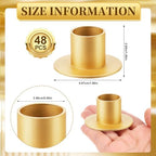48 Pcs Gold Metal Taper Candle Holders Bulk for Wedding Pillar Candles Taper Candlesticks Holders Centerpieces Short Candle Stick Dinner Decor for Party Anniversary Dinning Table Gift (48, Gold) - Image 2