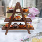 CALLARON 3 Tier Wooden Tray Stand, Tiered Serving Tray Organizer - Image 5