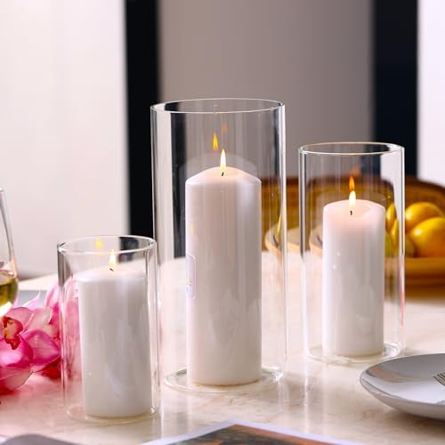 PHOSPHOR Hurricand Candle Holder 24 PCS, Glass Pillar Candle Holder, Clear Glass Cylinder Candleholder Glass Cylinder Vase for Centerpieces Wedding Party Decoration - Image 3