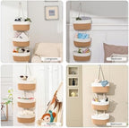 ICERZCZ Hanging Baskets for Organizing 3-Tier Wall Basket Khaki & Off White - Image 4