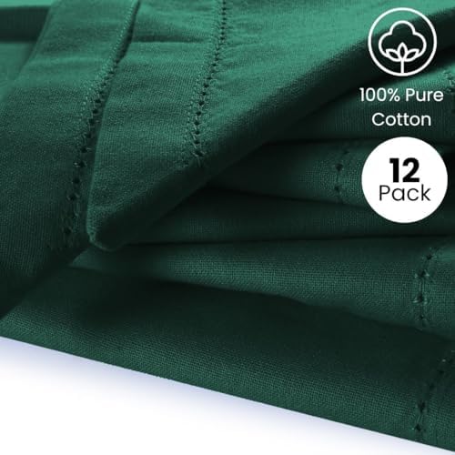 Hemstitch Cloth Dinner Napkins Cotton Set of 12 - Soft Durable Washable - Ideal for Farmhouse Parties Wedding Christmas - Perfect Everyday Use Table Cloth Napkins 18x18 Christmas Green - Image 2