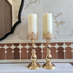 Candle Holders for Pillar Candles Gothic Gold Vintage Tall Candle Holders Set of 2 Decorative Large Table Centerpieces Candle Stand Decor (Gold 2PCS A) - Image 4