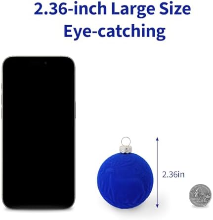 Garvee 25 Pcs Christmas Ball Ornaments, 2.36 in Blue Velvet Flocked Xmas Holiday Ball Set, Shatterproof & Lightweight Plastic Christmas Decorations for Trees Parties - Image 2