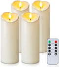 Homemory 3x8 Waterproof Flameless Candles, Remote Timer, Ivory, Set of 4 by Homemory