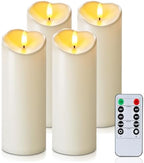 Homemory 3x8 Waterproof Flameless Candles, Remote Timer, Ivory, Set of 4 by Homemory